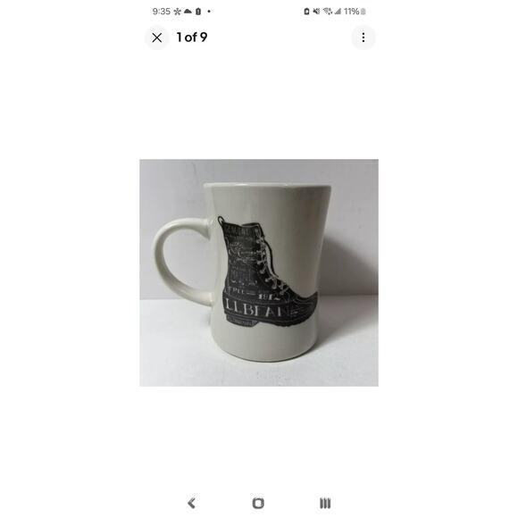 LL Bean Duck Boot Diner Style Coffee Mug Tall White Gray 12 oz Capacity - Picture 2 of 3